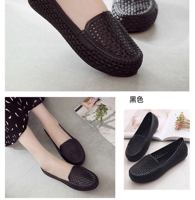 Giày nữ nhựa giày đi mưa búp bê lưới- Giày đi mưa- giày bảo hộ lỗ thoáng khí