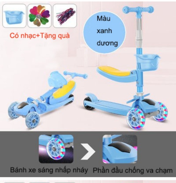 Xe trượt Scooter 3 trong 1 đồ chơi vận động thông minh cho bé