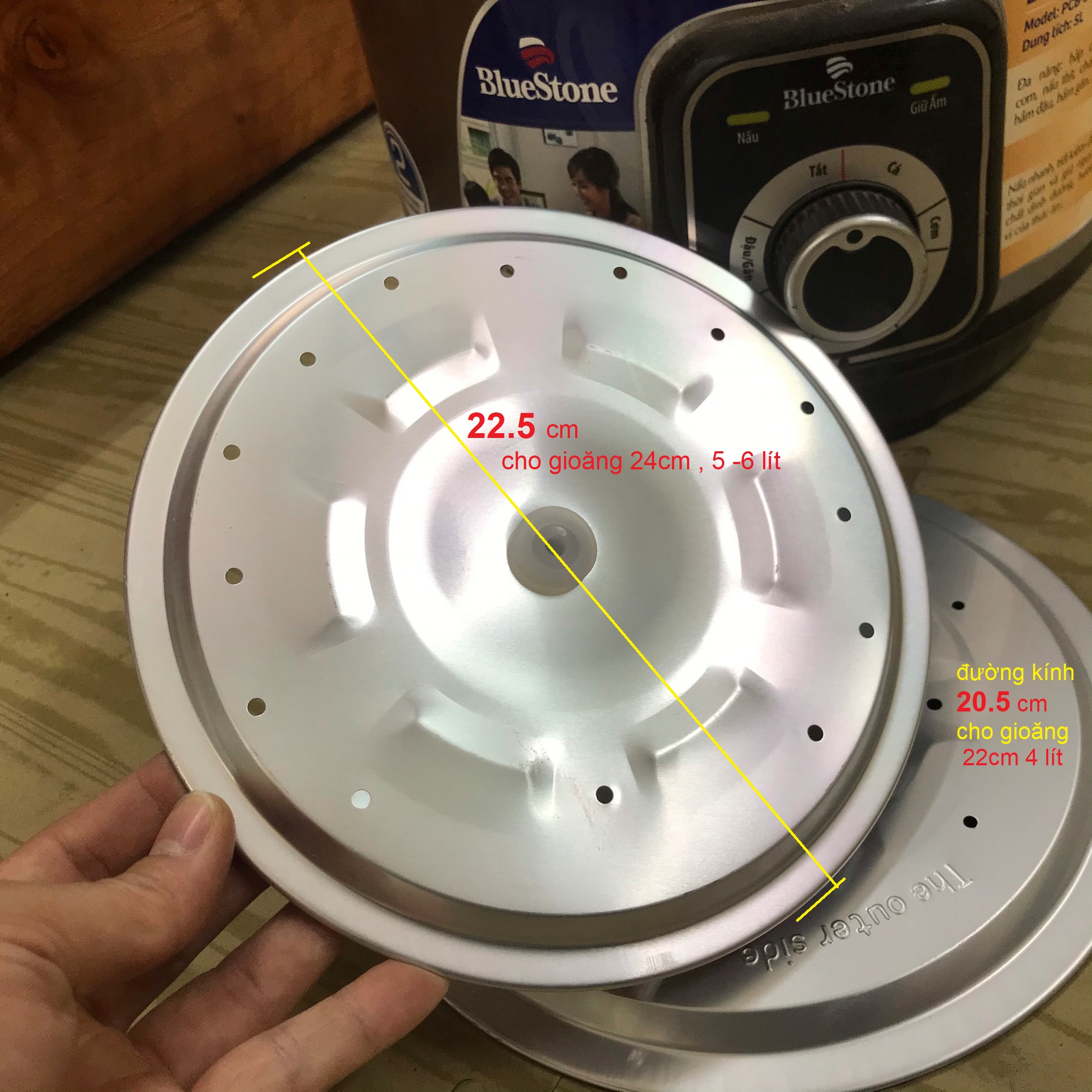 Bộ vung nhôm có Gioăng nồi áp suất đa năng Bluestone 24cm và 22cm