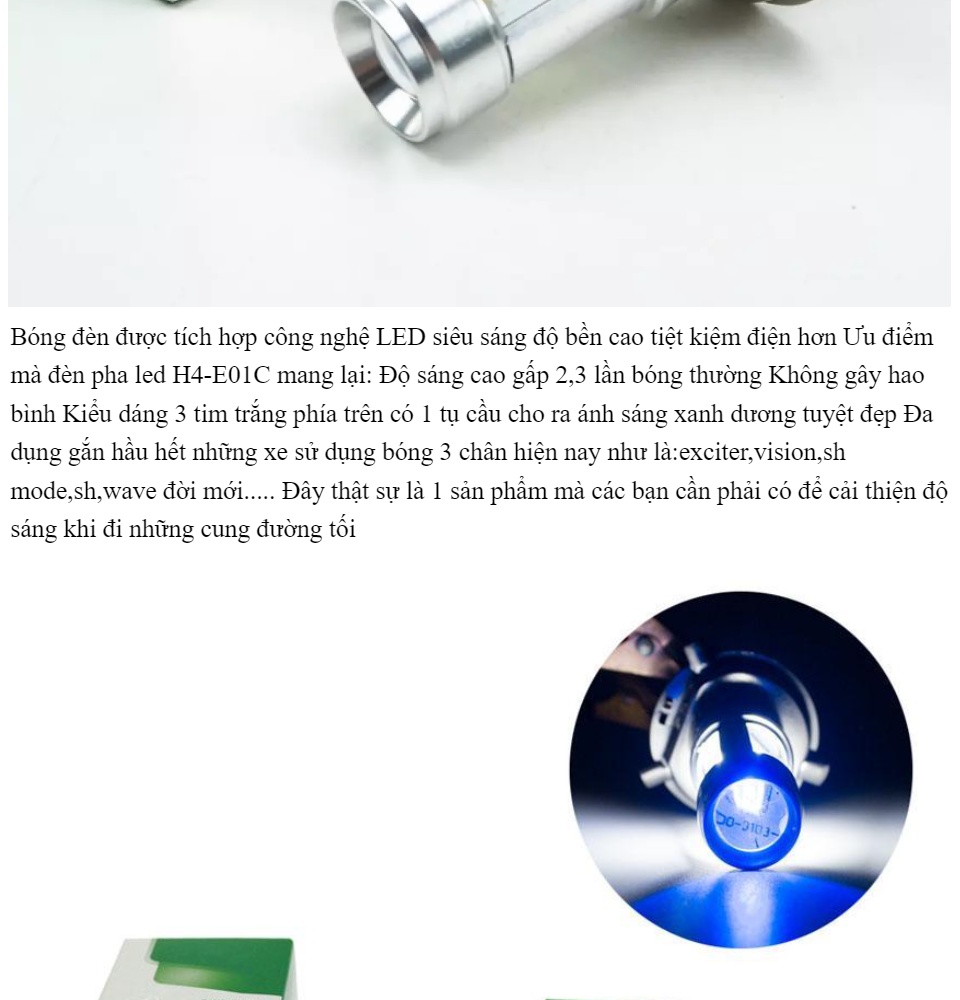 Đèn Pha, Cos Led 3 Chân H4 Siêu Sáng – Chính Hãng Gobos