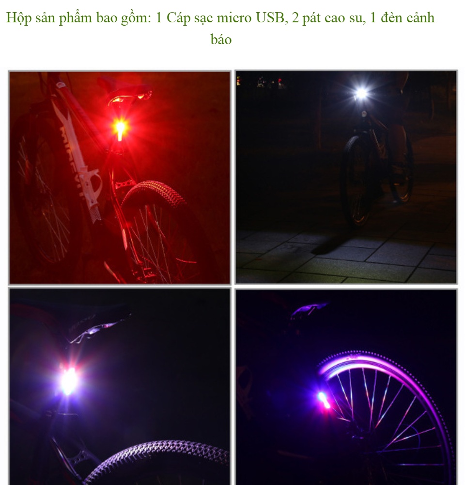 Đèn hậu LED xe đạp 3 màu với 7 chế độ cảnh báo an toàn