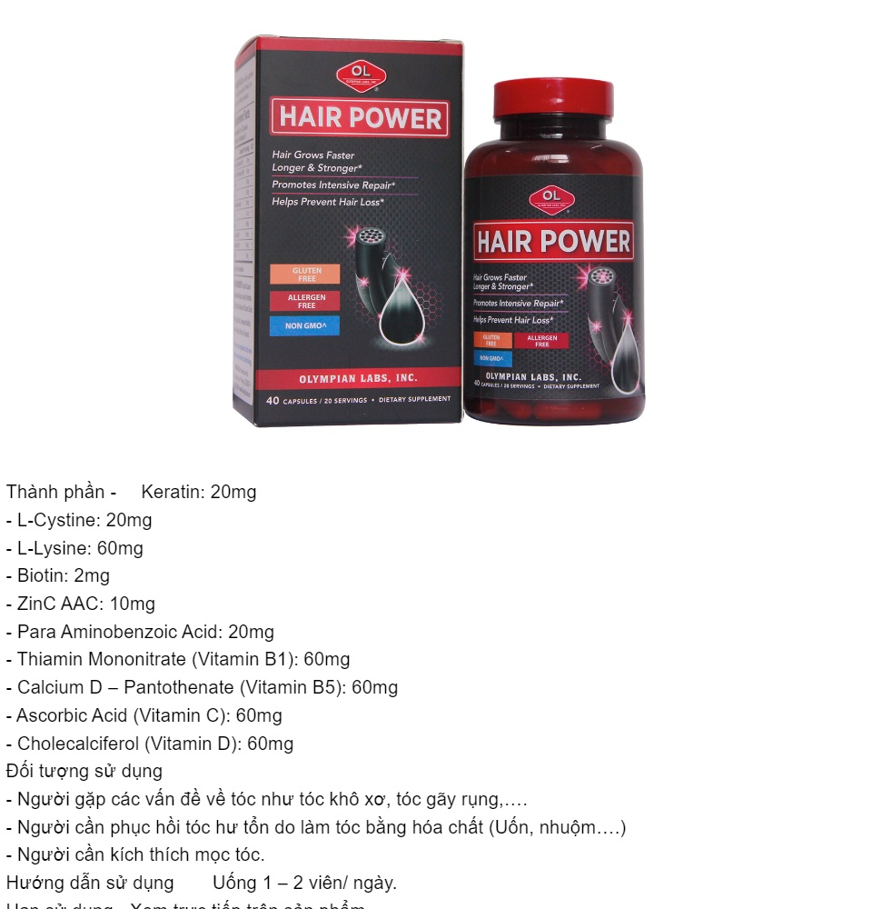 Hair Power - Chống rụng tóc, kích thích mọc tóc Hair Power - Chống rụng tóc, kích thích mọc tóc