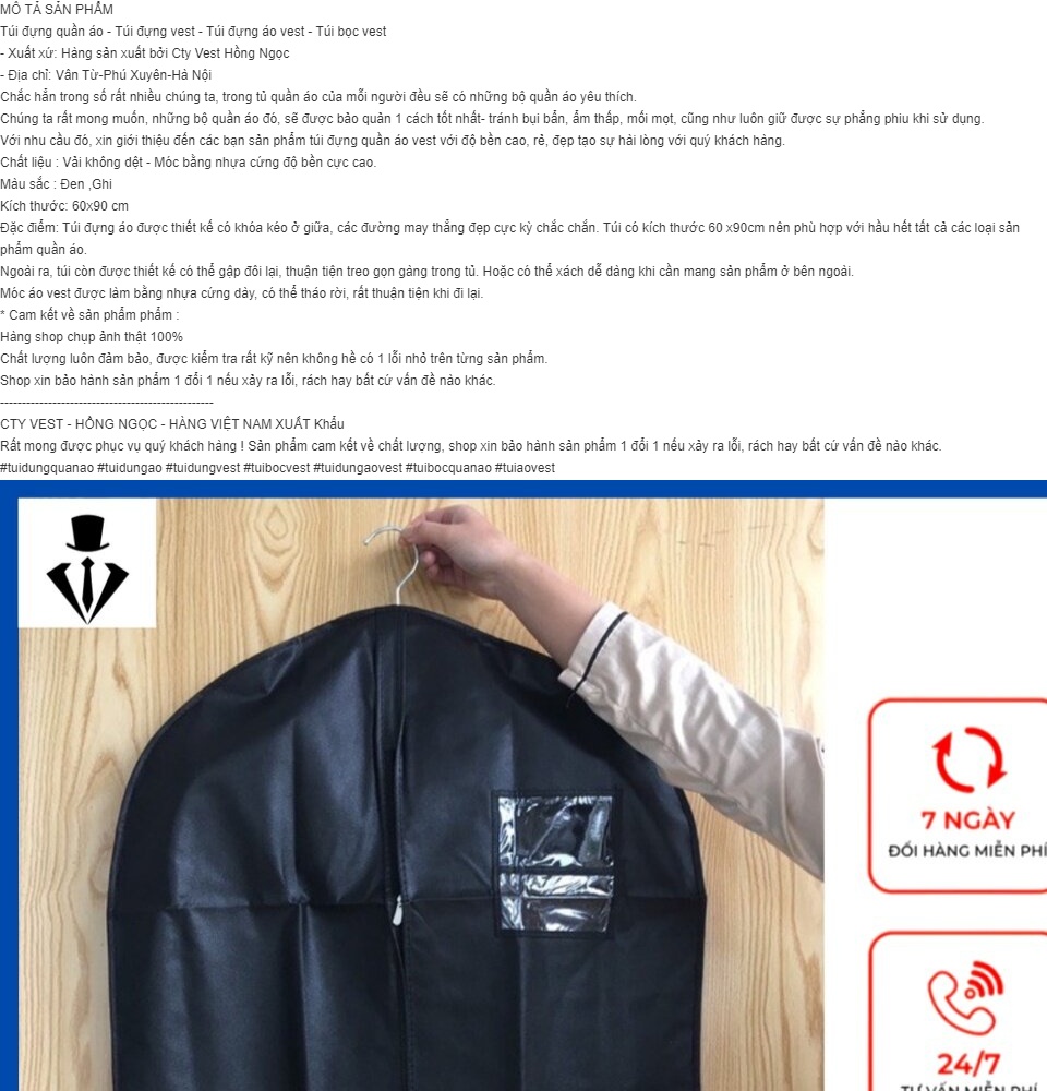 Túi chuyên đựng áo Vest chính hãng SimpleCarry GARMENT Bag Hasan.vn - Ví da  | Dây nịt da | Ba lô | Túi xách da | Phụ kiện da