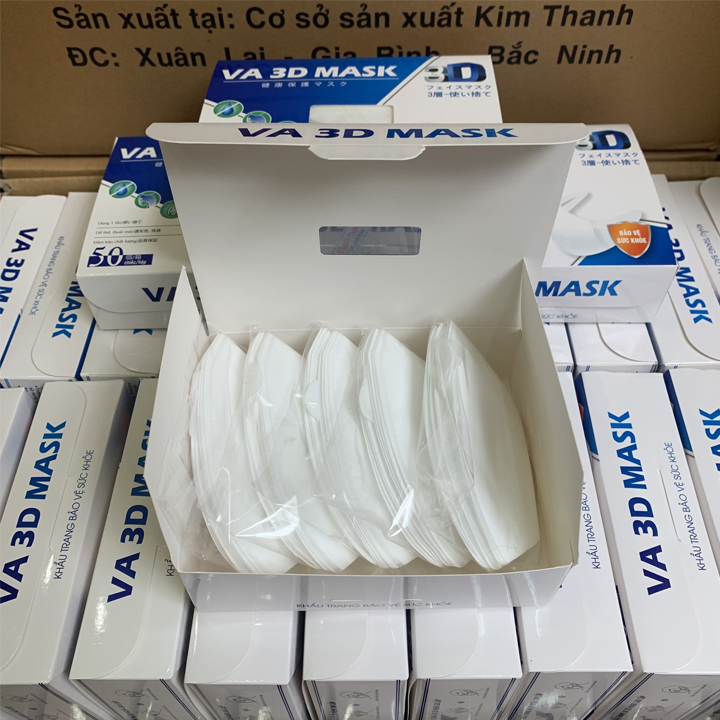 KHẨU TRANG 3D MASK VIỆT ANH MÀU TRẮNG-KHẨU TRANG 3D CÔNG NGHỆ NHẬT BẢN-1 HỘP 50C