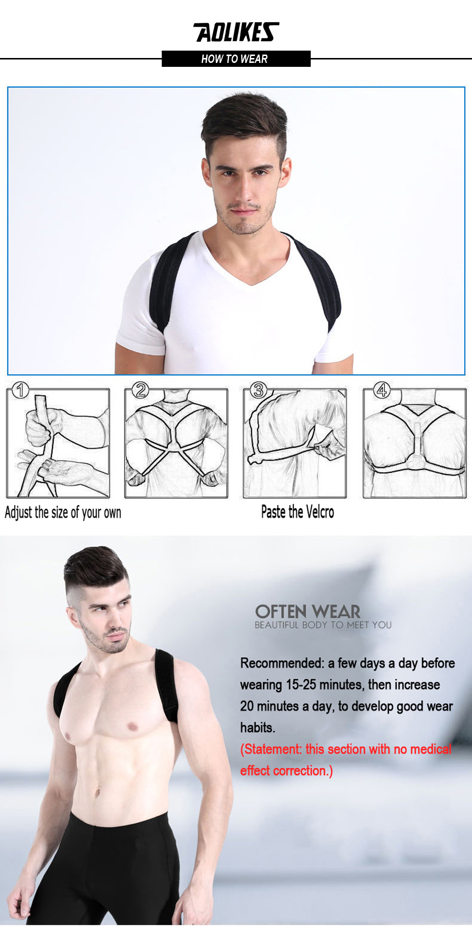 Đai Chống Gù Lưng Cao Cấp Back Posture Corrector AOLIKES YE-3101