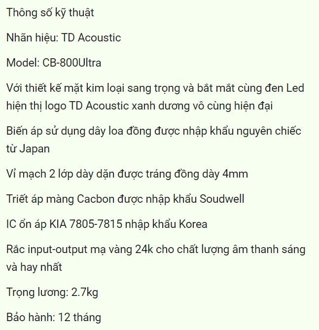 Máy Nâng Tiếng Hát Td Acoustic Cb-800 Ultra Cao Cấp,Thiết Bị Nâng Tiếng Thiết Kế Kim Loại Cao Cấp,Đèn Led Nổi Bật Cho Âm Thanh Dàn Karaoke Chất Lượng,Nâng Giọng Hát Trong Sáng Có Thể Kết Hợp Cả Vang Cơ,Vang Số (Mixer Karaoke)
