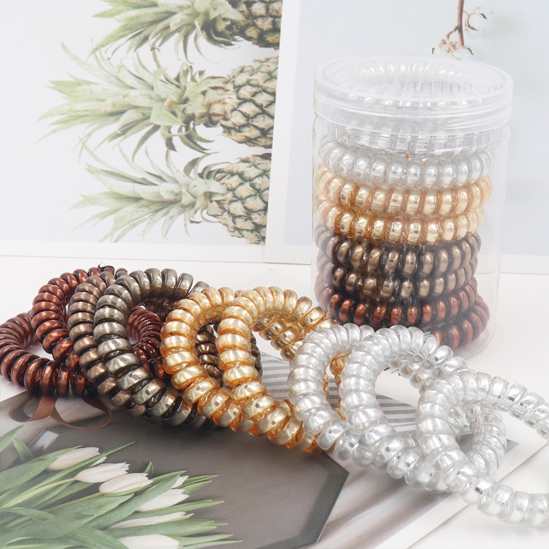 Dây Cột Tóc Lò Xo Ánh Kim 2 Lớp Cao Cấp MÀU NGẪU NHIÊN Thun buộc tóc lò xo,dây điện thoại không gây đau tóc,có thể làm móc khóa