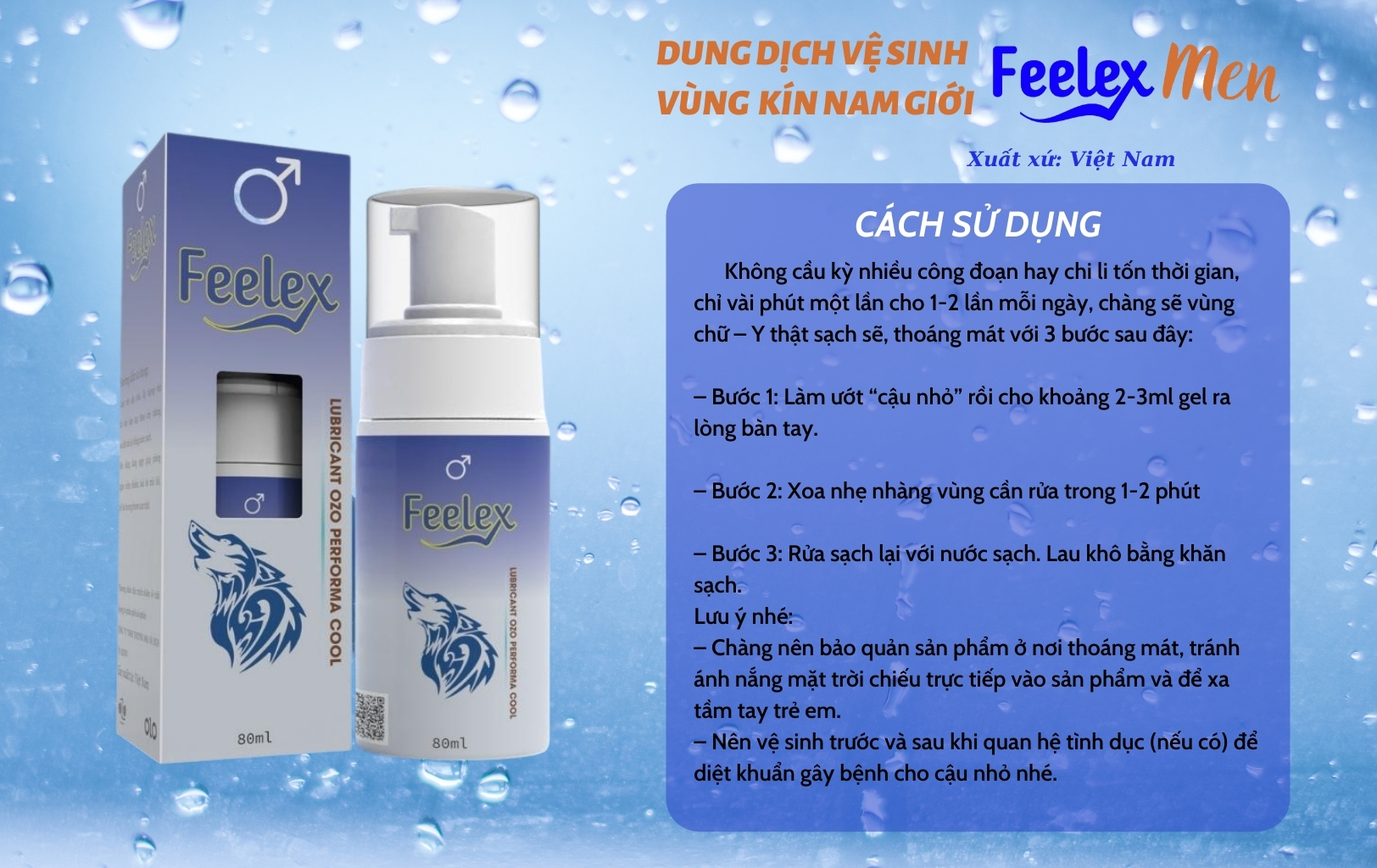 Dung dịch vệ nam giới dạng bọt tuyết Feelex Men 80ml