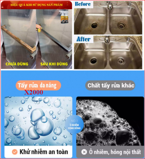 Dung dịch tẩy đa năng xe máy, Bình xịt đa năng X2000, chai sịt tẩy rửa đa năng, Bình xịt vệ sinh các vết bẩn cứng đầu, cặn canxi vòi nước nhà tắm, nhà bếp, nhà vệ sinh, xoong nồi, bếp ga, máy móc, xe ô tô,...