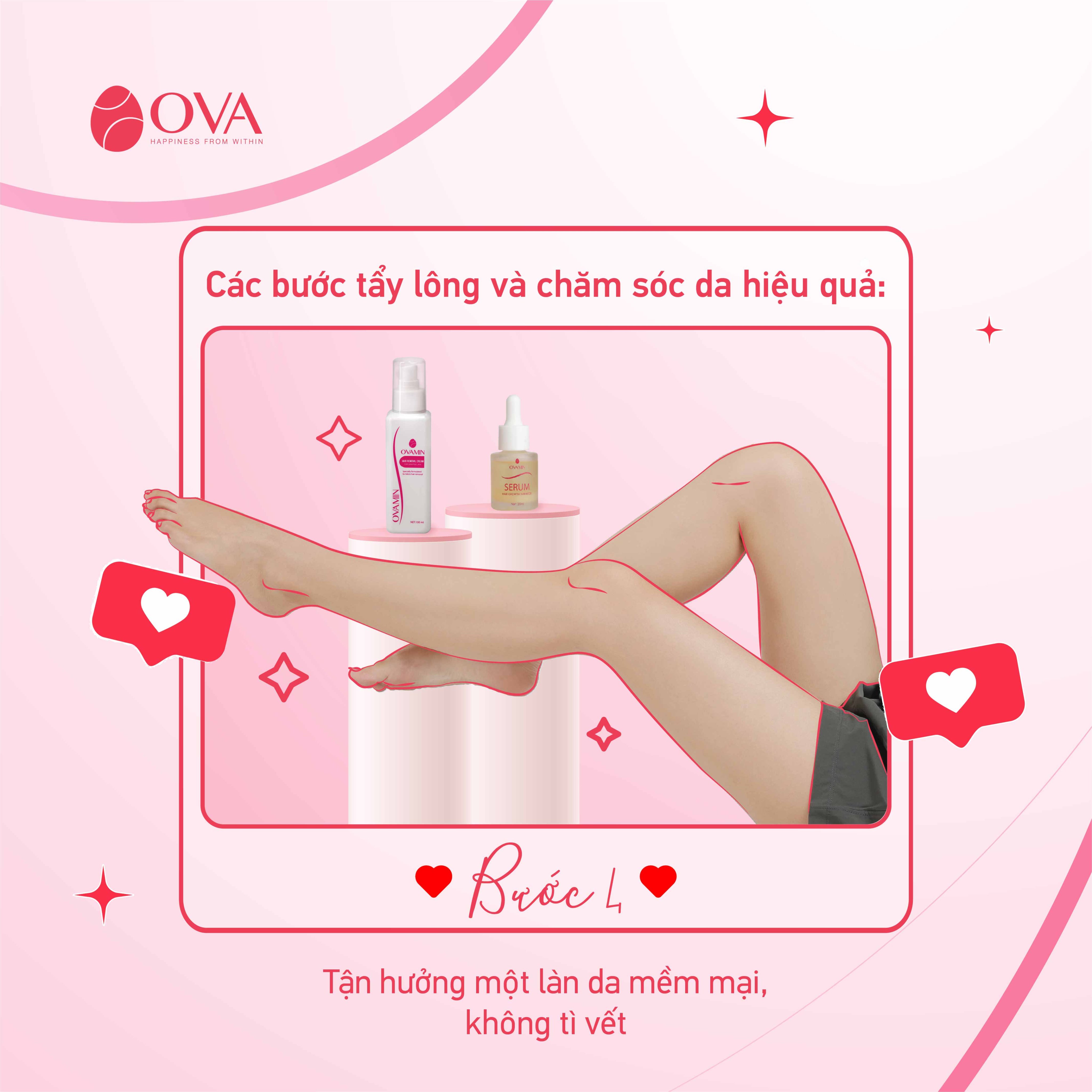 Kem tẩy lông OvaMin - triệt lông chân, tay, bikini, vùng kín, an toàn và không gây kích ứng da, 100ml