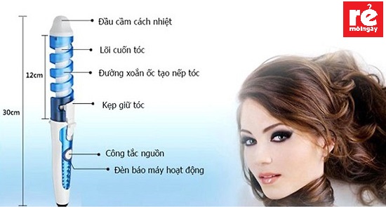 Máy làm tóc uốn tóc xoắn ốc tự động Nova máy nóng nhanh dễ dàng sử dụng khi đi tiệc - Dụng cụ tạo kiểu tóc chuyên nghiệp, Máy Uốn Tóc Xoắn Ốc NOVA NHC 8558