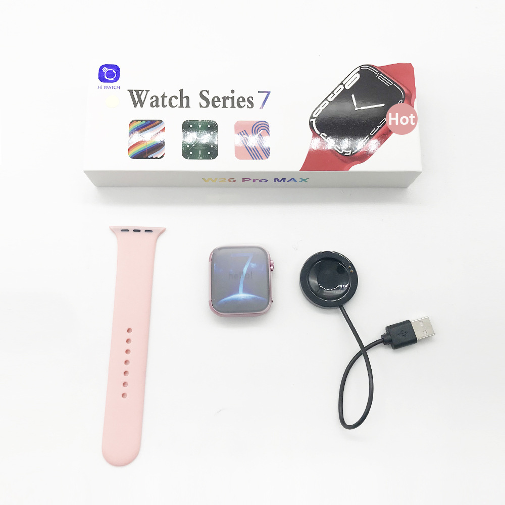 Đồng hồ thông minh W26+Pro Series7 điều khiển được bằng nút tròn hỗ trợ cài đặt hình nền  10 game full màn 44mm dùng cho cả thiết bị ios và androi