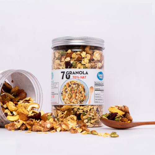 Granola Ăn Kiêng Giảm Cân Không Đường Siêu Hạt 70% Hạt 30% Yến Mạch Nướng Mật Ong