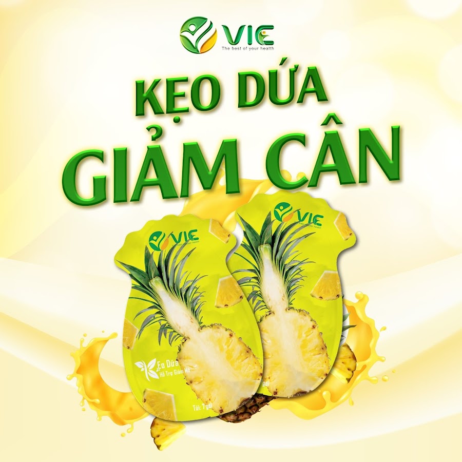 Kẹo dứa giảm cân VIC Organic - Giảm cân dứa - Mẫu mới 2021 - Gói 7 viên Chính hãng