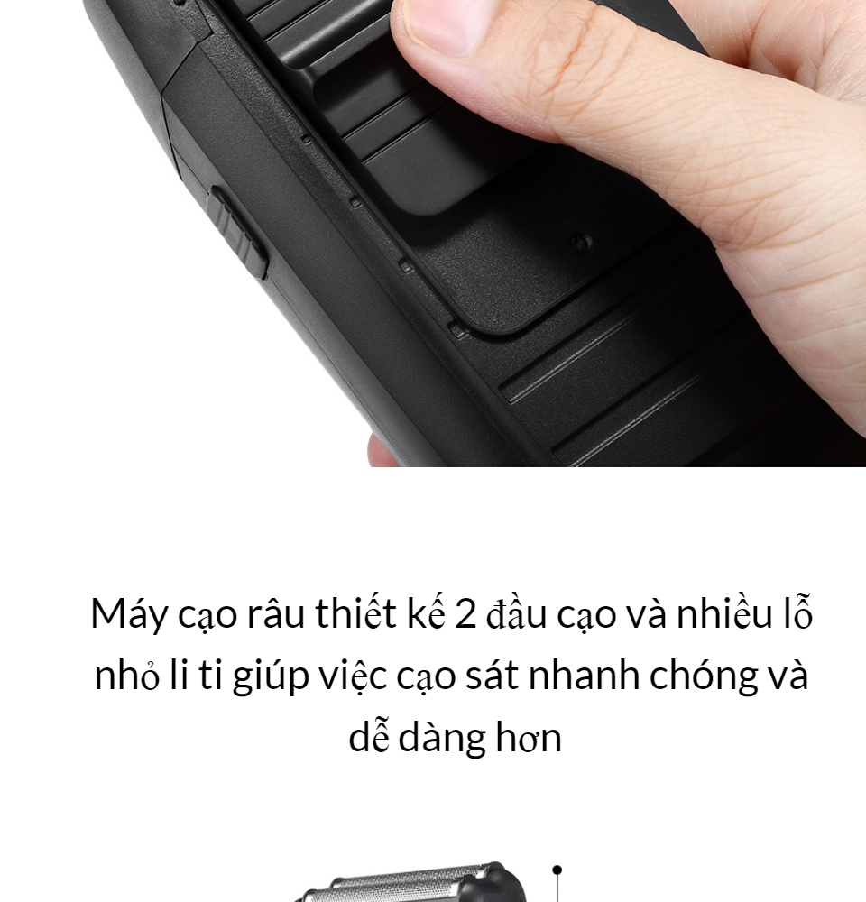 Mây cạo râu Kemei KM-1102 công suất mạnh mẽ 2 lưỡi kéo chuyên dụng cạo