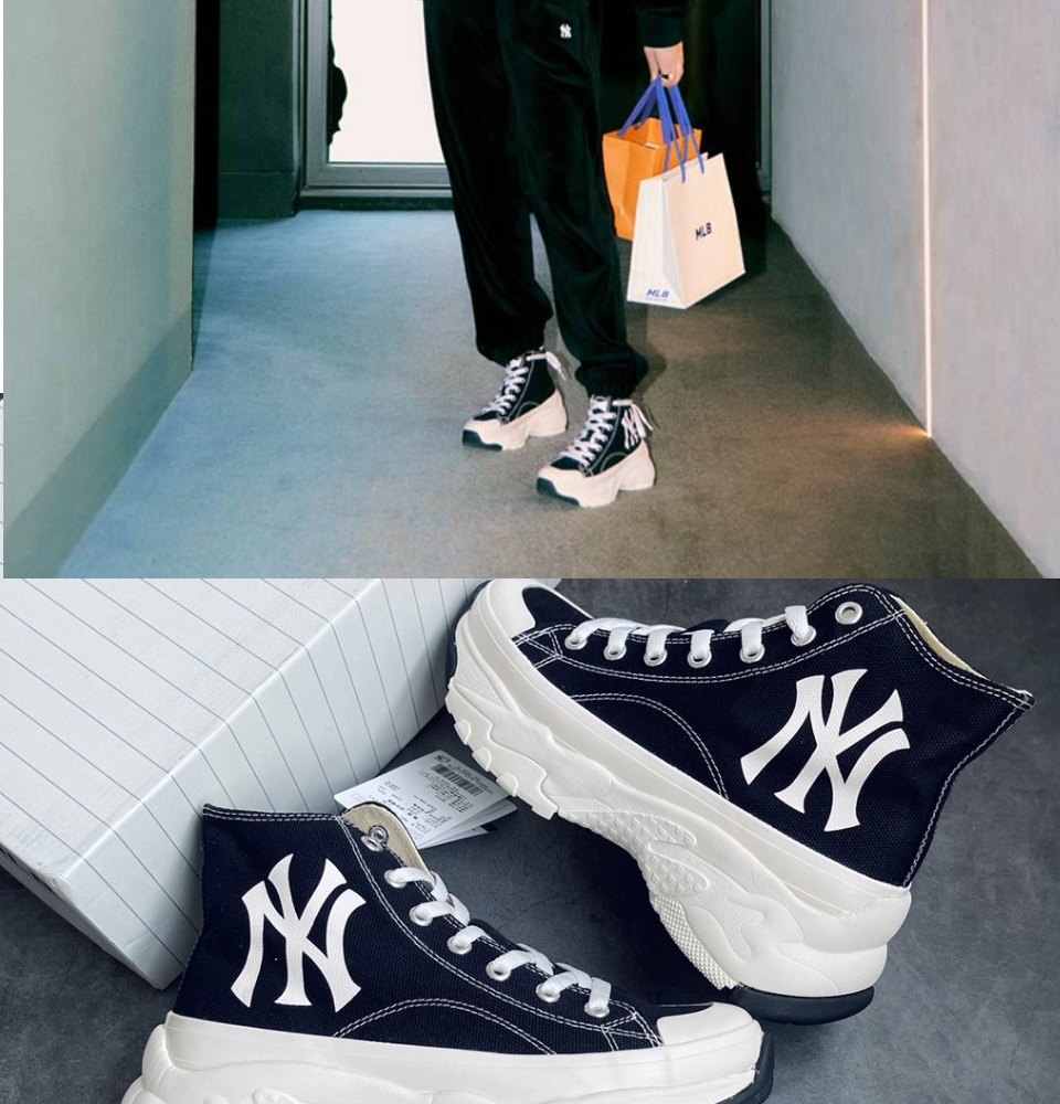 Giày Sneaker MLB Chunky High New York Yankees Black ( Full box)