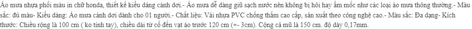 [HCM]Áo mưa cánh dơi Honda(màu ngẫu nhiên)