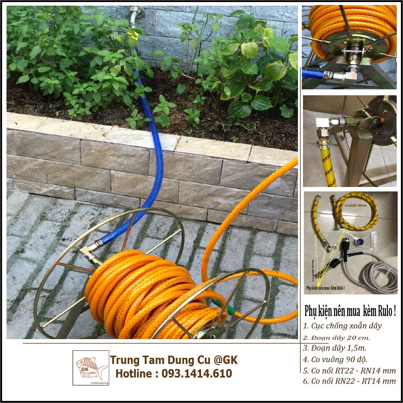 Rulo cuộn ống nước rulo cuốn dây phun xịt áp lực cao Trung Tâm Dụng Cụ @GK Shopconcachep