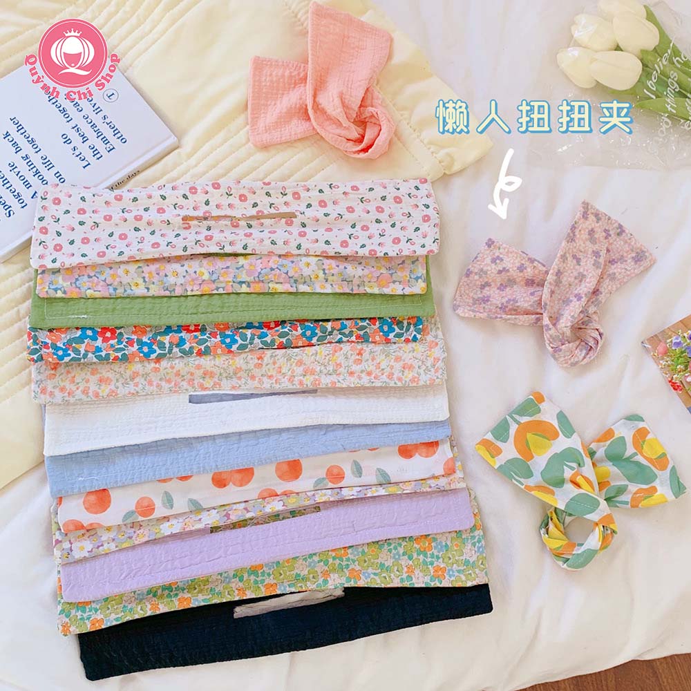 Kẹp tóc nơ, băng đô tóc Hàn Quốc 2 trong 1, búi cuộn gọn gàng, mát mẻ mùa hè