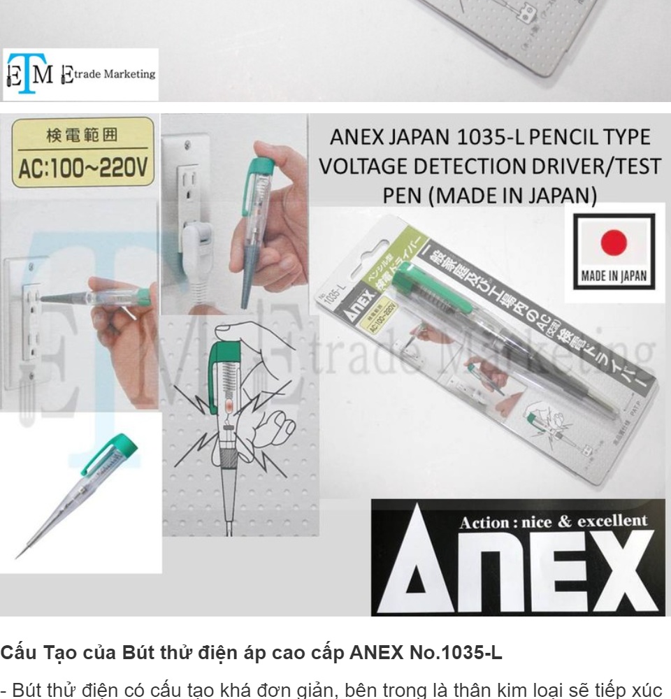 Bút thử điện đèn led Anex Nhật Bản- bút thử điện điện quang- bút thử điện cảm ứng- bút thử điện- bút thử điện âm tường- bút thử điện điện từ-bút thử điện từ xa- bút thử điện hiện số