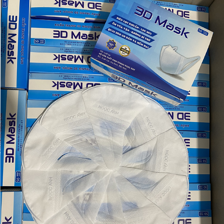 KHẨU TRANG 3D MASK NGỌC ÁNH-KHÁNG KHUẨN TỐT-NGUYÊN LIỆU AN TOÀN-1 HỘP 50C