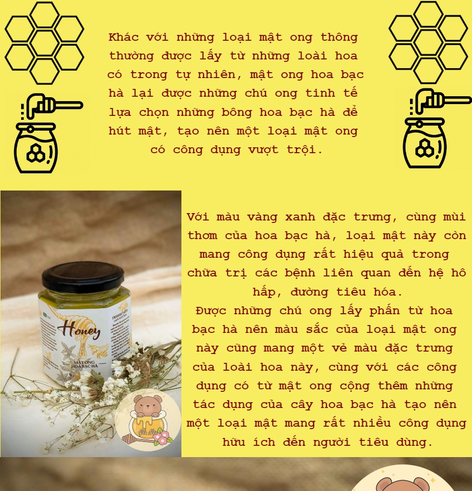 Mật Ong Hoa Bạc Hà 180ml [Nguyên Chất 100%]