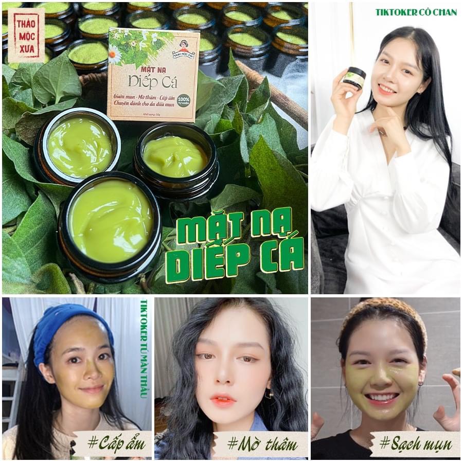 Mặt Nạ Giảm Mụn Diếp Cá Thảo Mộc Xưa - Cấp Ẩm, Ngừa Mụn Sạm Nám, Se Khít Lỗ Chân Lông, Dành Cho Da Dầu Mụn, 100% Thiên Nhiên, An Toàn Cho Mẹ Bầu - Tặng Cọ Đắp Mặt Nạ | 50gr - Miquala