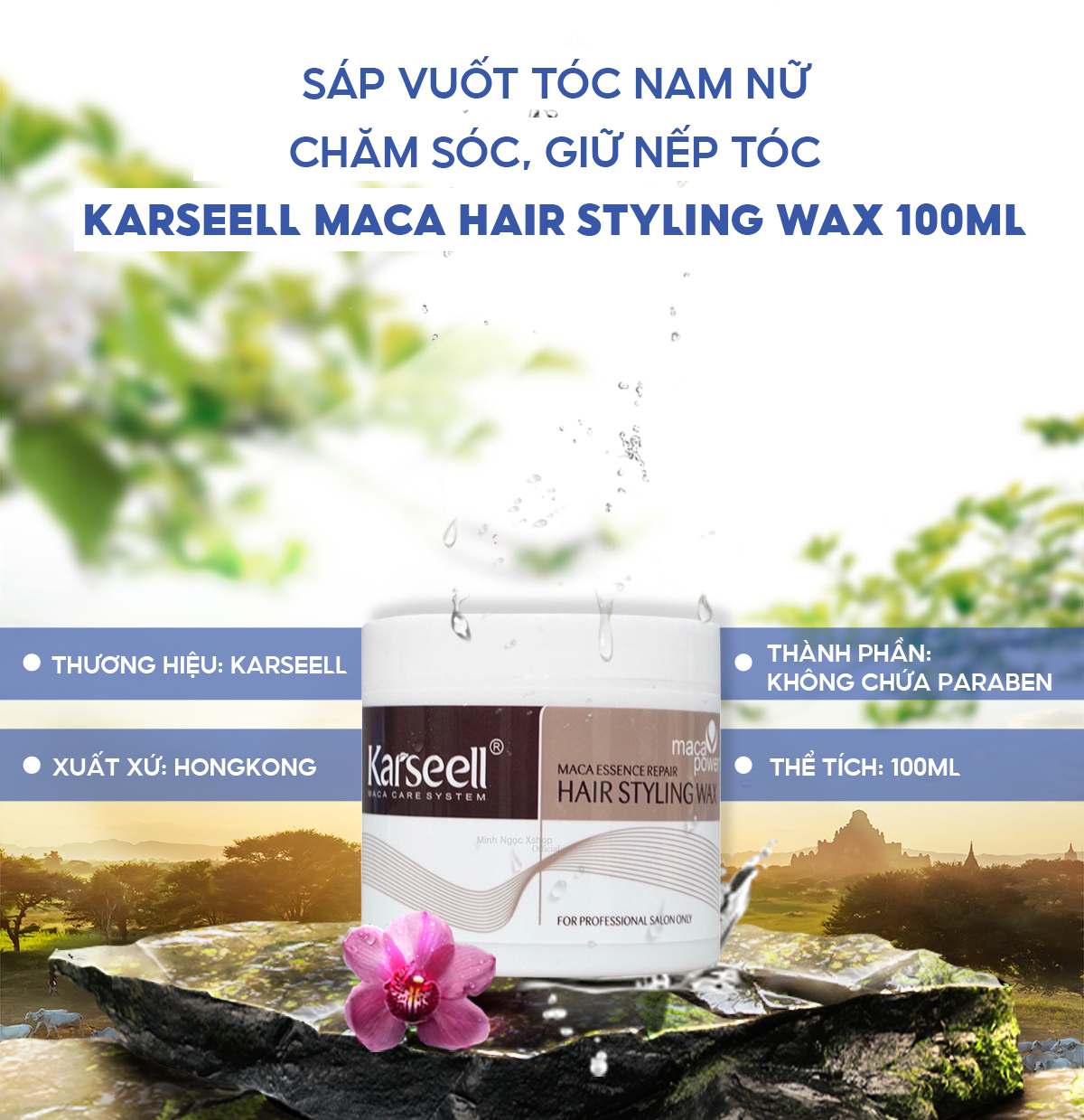 Sáp vuốt tóc nam nữ Karseell Maca Hair Styling Wax 100g, chăm sóc giữ nếp tóc