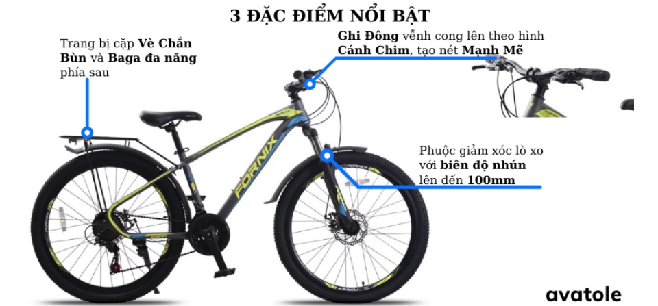 Xe đạp địa hình Fornix CLIMBER Khung Sườn hợp kim thép cao cấp Bộ truyền
