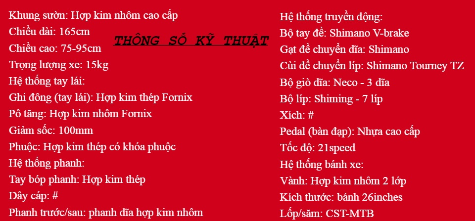 Xe đạp địa hình Fornix M3 khung sườn hợp kim nhôm Cao Cấp Trọng Lượng