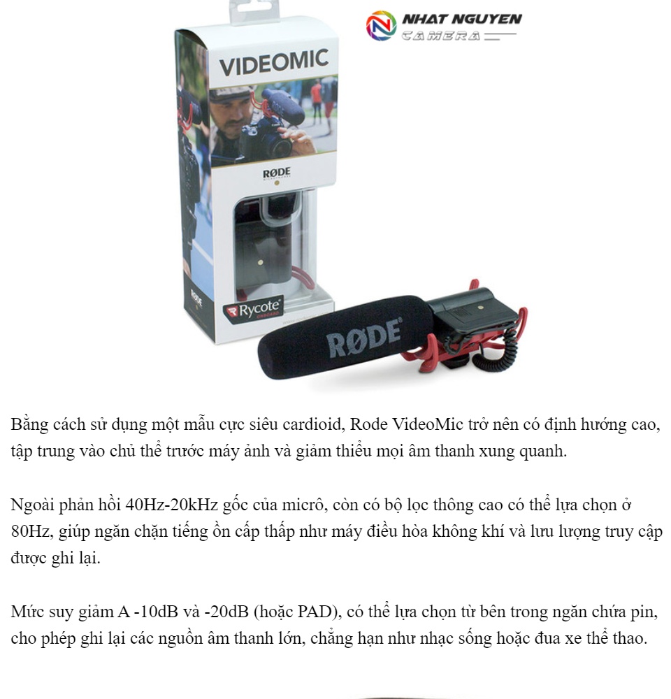 Mic Rode VideoMic - Micro VideoMic Rycote Rode - Bảo hành 12 tháng