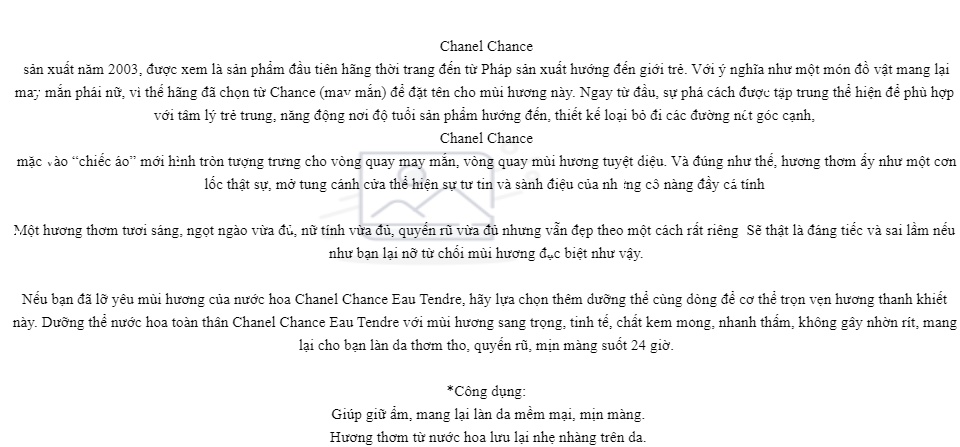Kem Dưỡng Thể Hương Nước Hoa Chanel Chance 150g  Lật Đật Nga Cosmetic