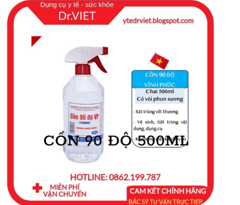 Cồn 90 độ 500ml Vĩnh Phúc, Dùng để diệt khuẩn dụng cu y tế, bề mặt trong y tế.vi khuẩn Staphylococcus aureus, Pseudomona, Sát trùng vết thương: Tẩm cồn vào bông bôi lên chỗ cần sát trùng., Vệ sinh dụng cụ y tế, dụng cụ 64 Cồn 90 độ 500ml Vĩnh Phúc, Dùng để diệt khuẩn dụng cu y tế, bề mặt trong y tế.vi khuẩn Staphylococcus aureus, Pseudomona, Sát trùng vết thương: Tẩm cồn vào bông bôi lên chỗ cần sát trùng., Vệ sinh dụng cụ y tế, dụng cụ