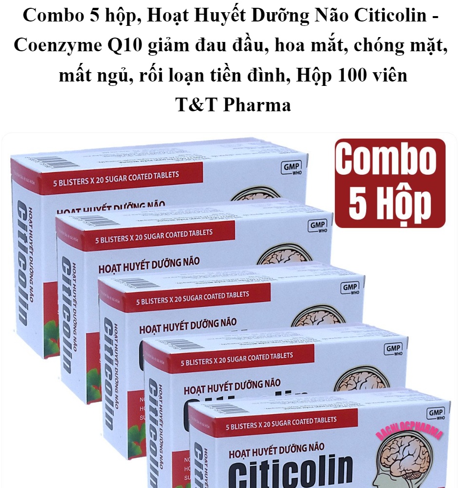 Combo 5 hộp, Hoạt Huyết Dưỡng Não Citicolin - Coenzyme Q10 giảm ...