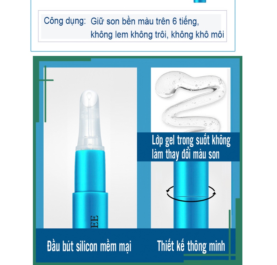 [Chính hãng] Gel khóa môi BIQUANTANG gel khoá son môi giúp son bền màu không trôi không lem gel giữ màu môi lâu trôi