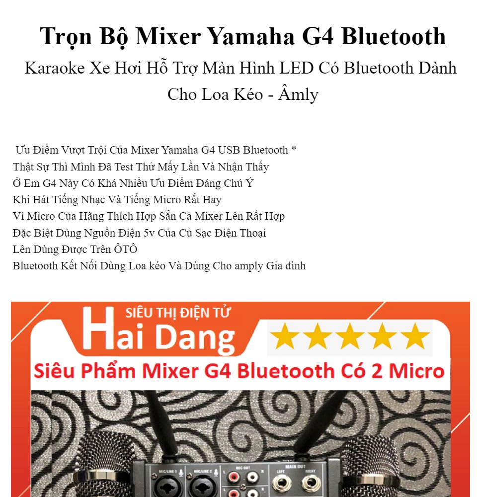 Combo Trọn Bộ Mixer Yamaha G4 Bluetooth - Tặng Kèm 2 Micro Không Dây Bàn