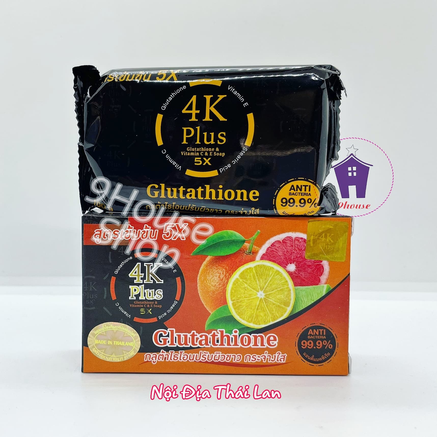 01 Xà Phòng Trái Cây Dưỡng Ẩm Trắng Da 4K Plus Glutathione Thái Lan