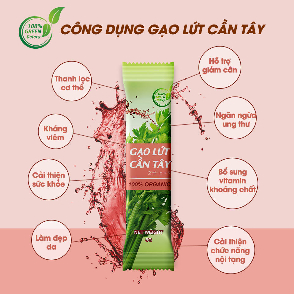 [ HOT ] Giảm cân tiêu mỡ không hại sức khỏe - Sinh tố Gạo Lứt Mix Cần Tây Green Celery