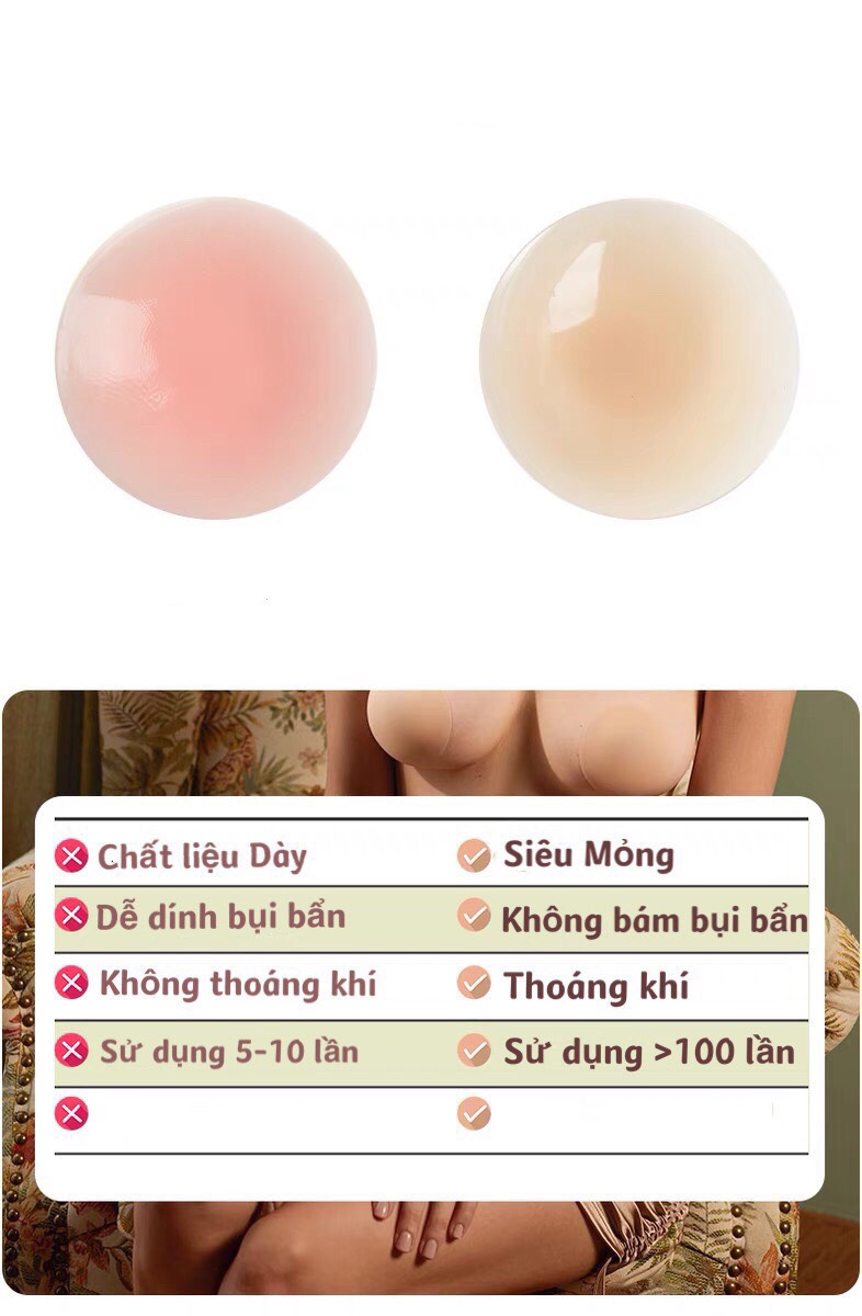 Miếng dán ngực dán đầu ti silicon nhiệt tự thân She By Stickers