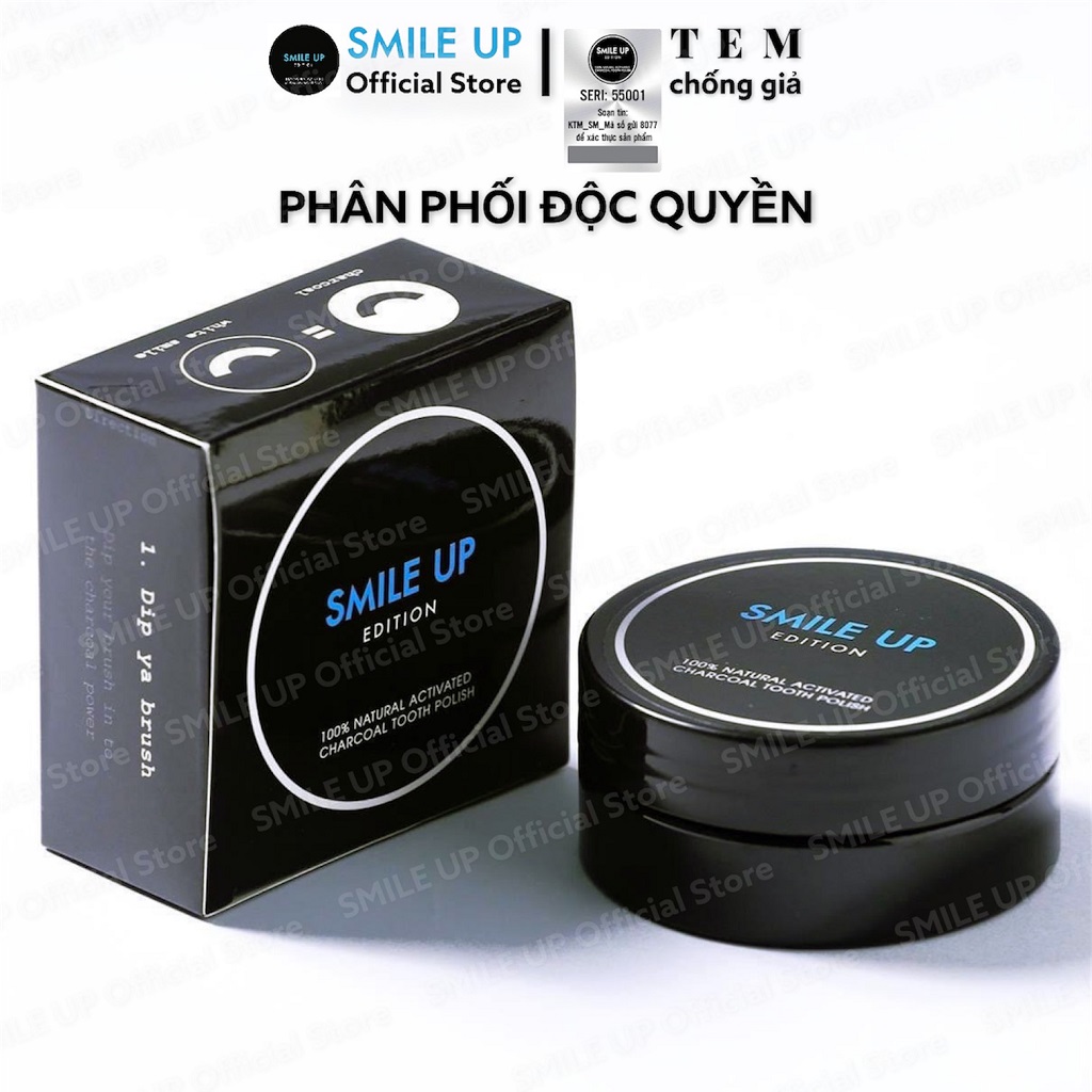 Than hoạt tính trắng răng SMILE UP loại bỏ ố vàng - thơm miệng 100G