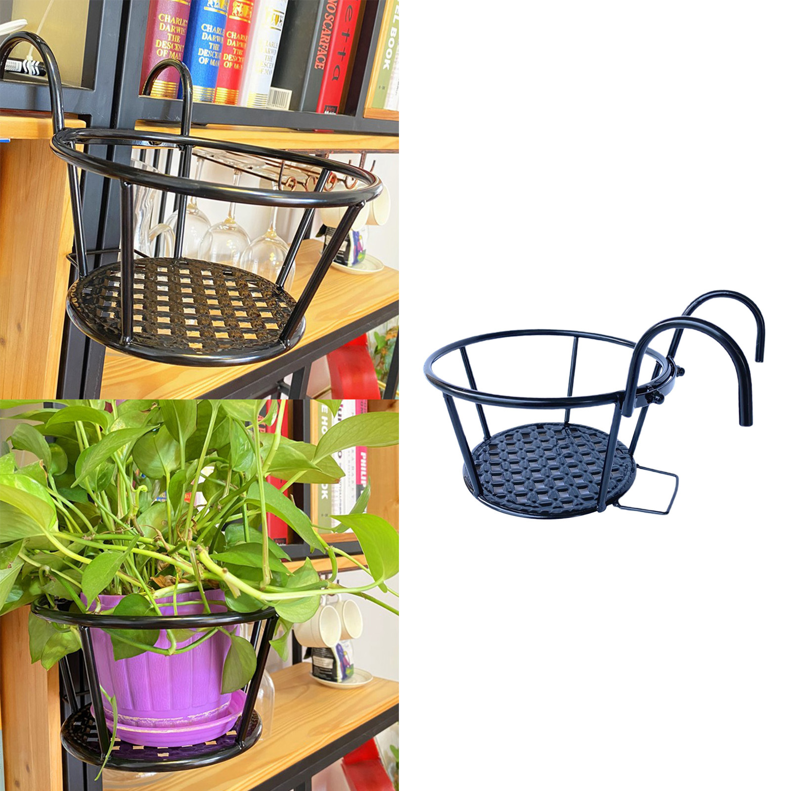 Giỏ treo chậu hoa, cây cảnh ban công bằng sắt treo trên ban công tiện dụng, gọn gàng màu ngẫu nhiên