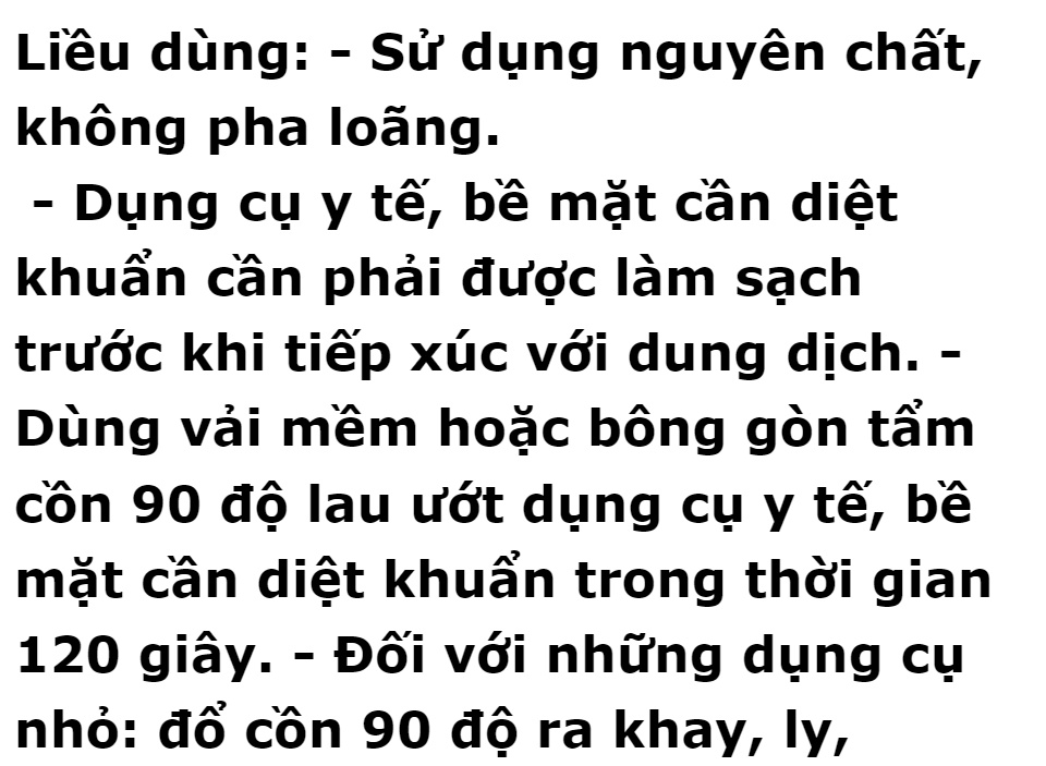 Cồn 90 độ 500ml Vĩnh Phúc, Dùng để diệt khuẩn dụng cu y tế, bề mặt trong y tế.vi khuẩn Staphylococcus aureus, Pseudomona, Sát trùng vết thương: Tẩm cồn vào bông bôi lên chỗ cần sát trùng., Vệ sinh dụng cụ y tế, dụng cụ 59 Cồn 90 độ 500ml Vĩnh Phúc, Dùng để diệt khuẩn dụng cu y tế, bề mặt trong y tế.vi khuẩn Staphylococcus aureus, Pseudomona, Sát trùng vết thương: Tẩm cồn vào bông bôi lên chỗ cần sát trùng., Vệ sinh dụng cụ y tế, dụng cụ