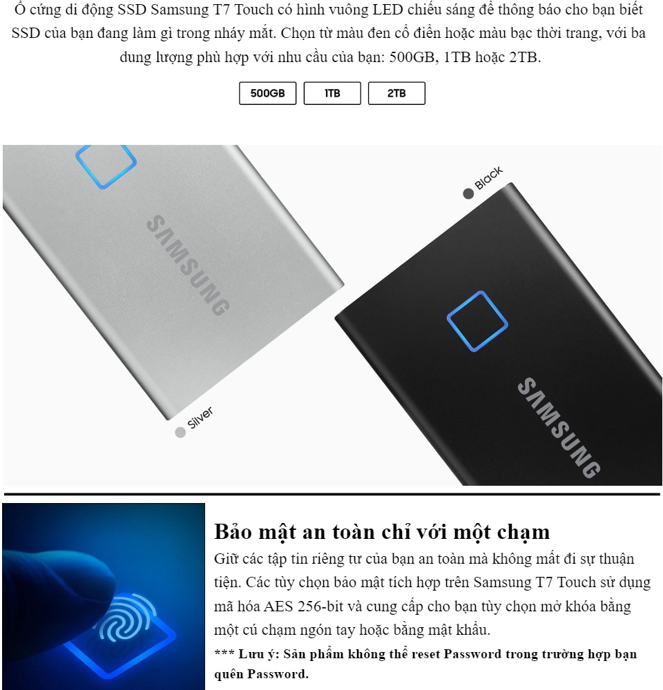 SSD Samsung T7 Touch 2TB - MU-PC2T0S/WW - Song Phương