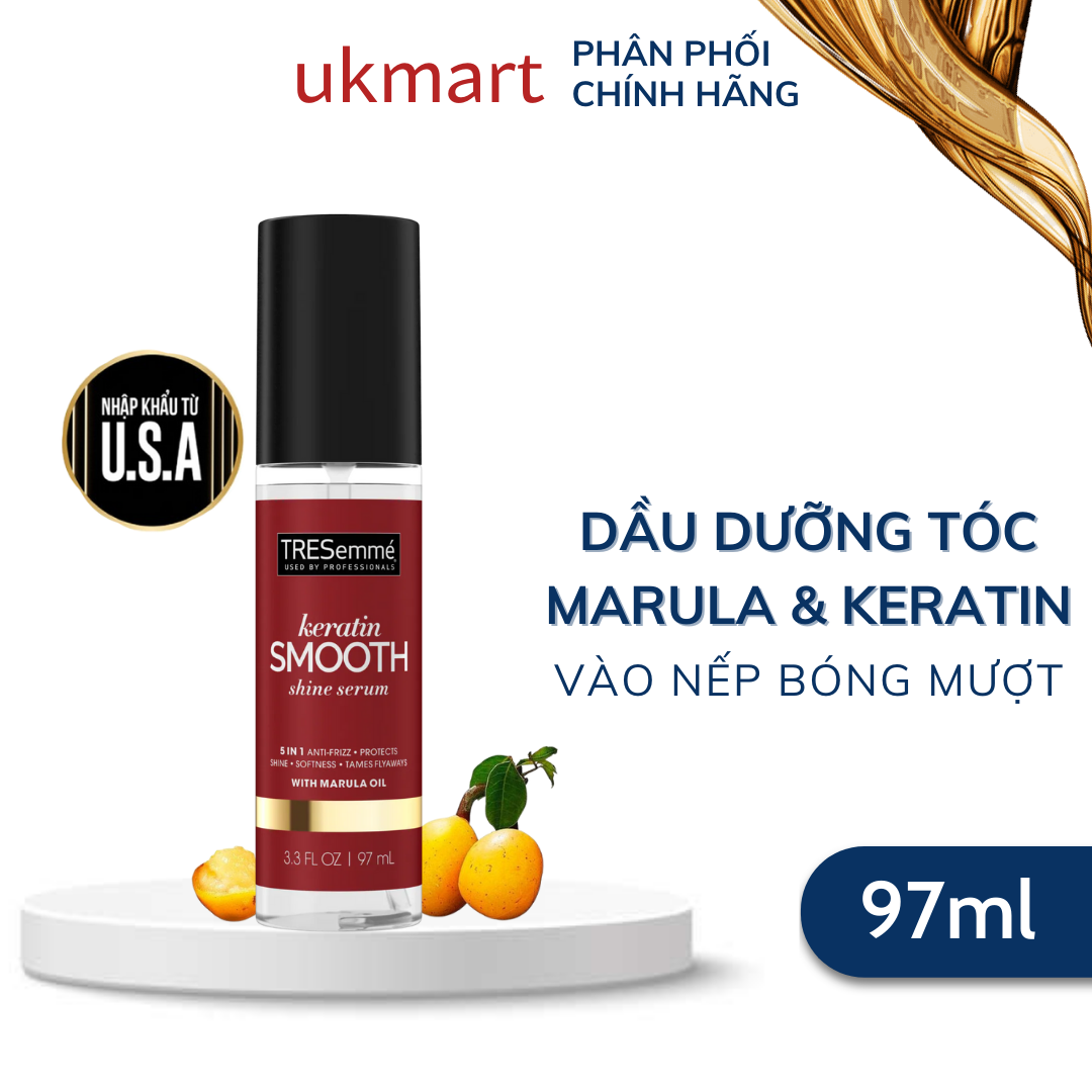 Serum Dưỡng Tóc TRESEMME Keratin Smooth Xịt Dưỡng tóc tạo kiểu Dầu Marula & Keratin Tóc Vào Nếp Bóng Mượt 97ml