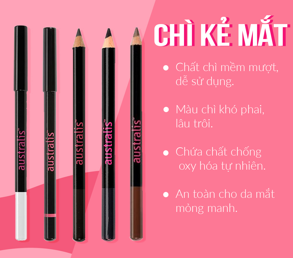 Chì Kẻ Mắt (Dạng Chuốt) Australis Eye Pencil-Hàng Úc Chính Hãng