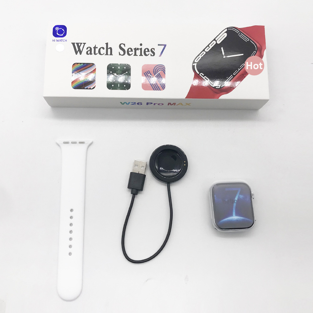 Đồng hồ thông minh W26+Pro Series7 điều khiển được bằng nút tròn hỗ trợ cài đặt hình nền  10 game full màn 44mm dùng cho cả thiết bị ios và androi