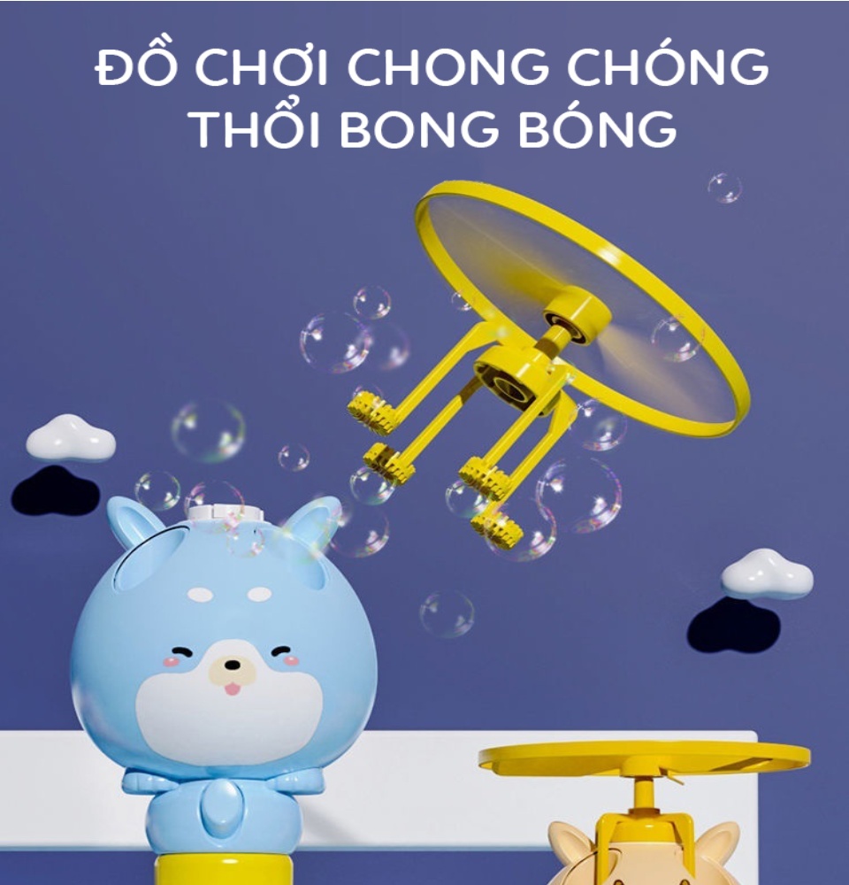 Đồ chơi cây thổi bong bóng xà phòng kèm chong chóng bay thiết kế hiện đại hoạt hình ngộ nghĩnh 2