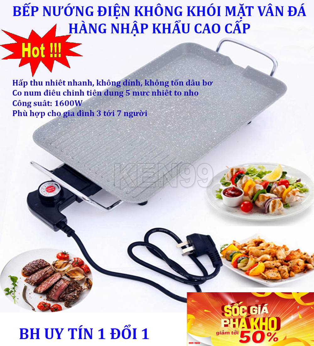 Bep nuong da nang han quoc , Bếp nướng đa năng không khói - CHỌN NGAY BẾP NƯỚNG ĐIỆN KHÔNG KHÓI SS DH-SS01 (Loại tốt), Mặt bếp vân đá; công suất lớn; MẪU SX-50, Giảm sốc NGAY TRONG HÔM NAY 50%, bảo hành uy tín 1 đổi 1 Sp