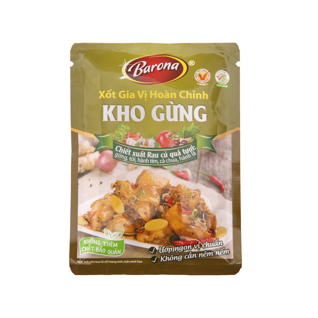 Xốt gia vị hoàn chỉnh Barona - Kho Gừng 80gr
