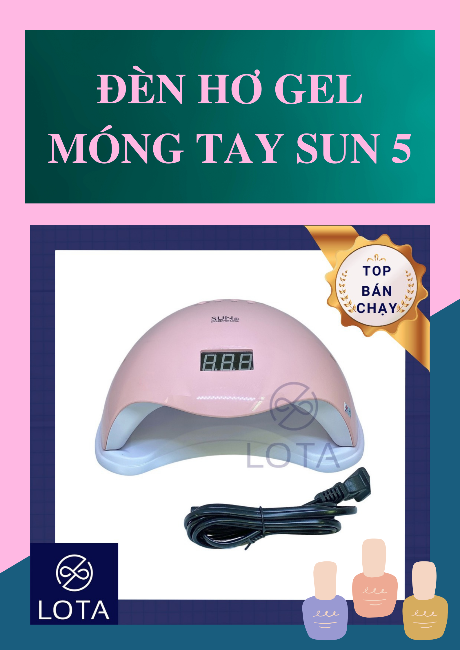 Đèn hơ sơn gel móng tay Sun 5 máy sấy sơn móng tay gel đèn LED UV Sun5 rút ngắn thời gian khô móng SunV nail dryer dụng cụ làm nails dụng cụ làm móng nail lamp đồ nghề làm móng salon chuyên nghiệp giá rẻ 48W